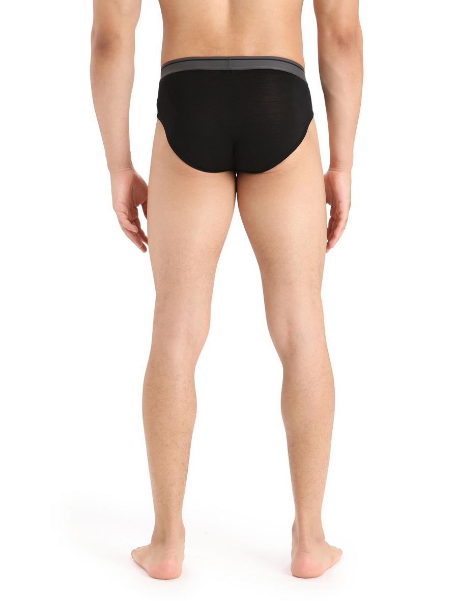 Black Icebreaker Merino Anatomica Briefs Men's Underwear | AU 1299JPQJ